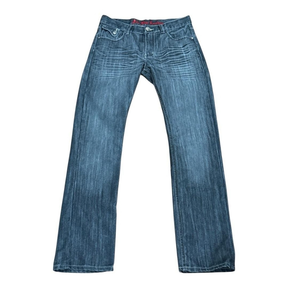 For Him London Jeans Mens 32x33 Blue Straight Leg Distressed Denim Casual Pants